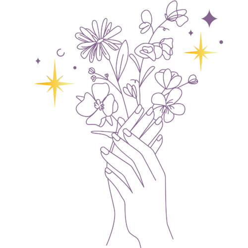 blumen in der hand selfmade icon lila